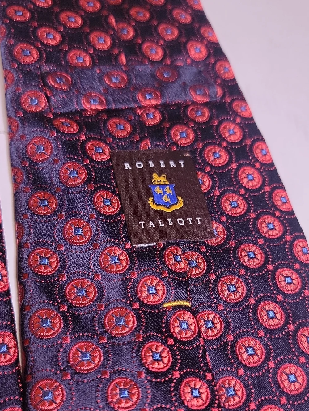 Robert Talbott Best Of Class Men's Navy and Burgundy Patterned Silk Tie